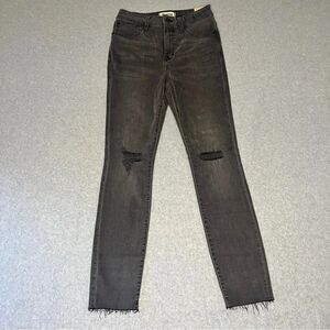 Madewell‎ Women’s Curvy High Rise Skinny Charcoal Distressed Jeans NWT